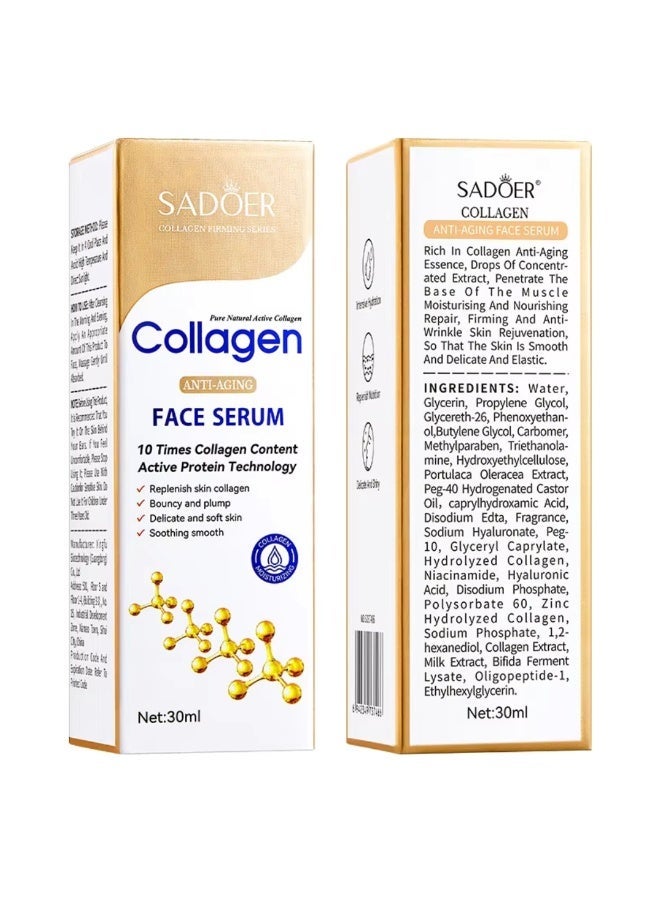 SADOER Anti-Aging Collagen Face Serum 30ml, 10X Collagen Content Replenish Skin Collagen Soothing Smooth Soft Skin, Hydrating Moisturizing Nourishing Collagen Facial Serum - Image 4